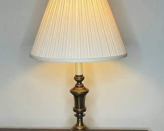 Vintage Brass Table Lamp with Pleated Shade
