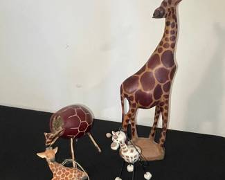 Set of Three African-Inspired Giraffe Figurines