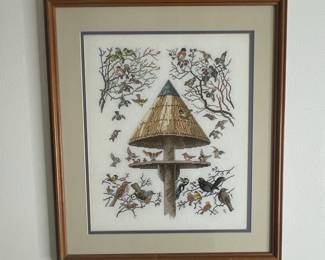 Framed Eva Rosenstand Birds at the Bird Feeder CrossStitch