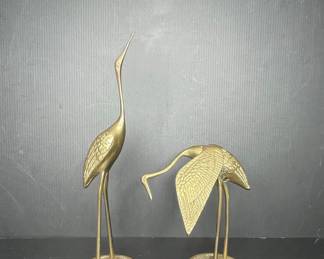 MCM Mid-Century Brass Cranes vtg