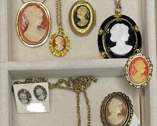 Collection of Cameo Jewelry and Wedgwood Style Cufflinks