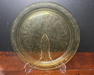 Vtg Yellow Depression Glass Plate