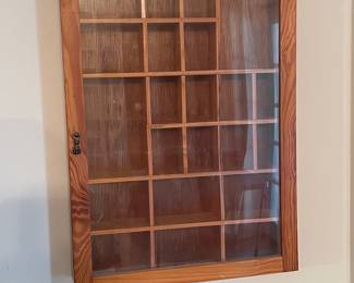 Vintage Wooden Printer's Type Case Display Cabinet