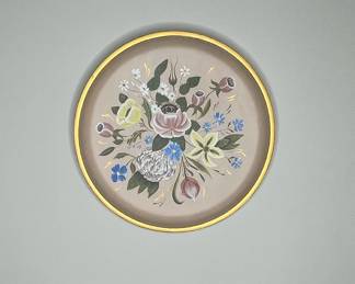 Vintage HandPainted Tole Ware Tray with Floral Motif