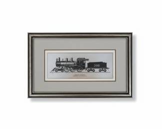 Framed Robert Kern Silver Foil Etching of Steam Locomotive Carrickfergus Engine 