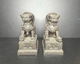 Pair of Bronze Foo Dogs Vtg