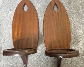 Pair of Wooden Gothic Revival Wall Sconces