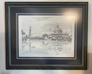 Edmund S. Spinney "Summer House" Pencil Drawing