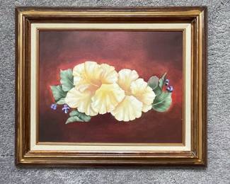 Oil Painting Yellow Hibiscus