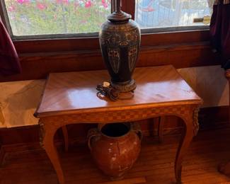 French table with brass corners