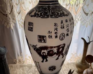 Chinese Peking Glass Oxen vases