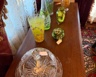 Goebel vases , Val St.Lambert decanter ; art glass