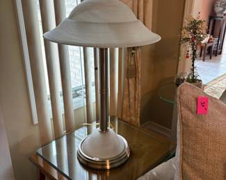 . . . brushed-nickel lamp