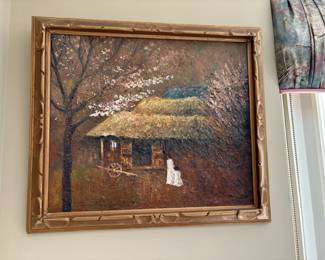 . . . thatched roof oil painting