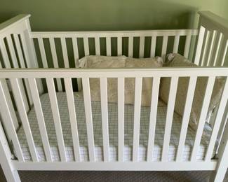 Classic White Wooden Slatted Baby Crib (57” x 30” x 43”)