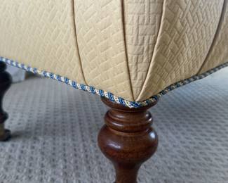 Cream Tufted Upholstered Bench with Wood Legs (42” x 19” x 15”)