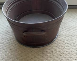 Vintage Oval Copper Finish Wash Tub with Handles