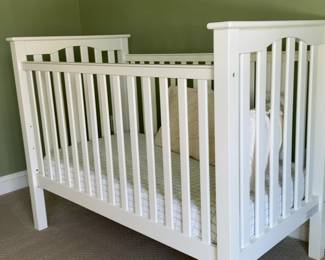 Classic White Wooden Slatted Baby Crib (57” x 30” x 43”)