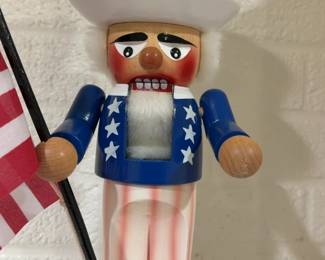 Uncle Sam Wooden Nutcracker with American Flag, Made in Germany by Steinbach