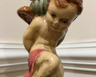 Vintage Minton Style Majolica Ceramic Cherub Compote Dish with Lid