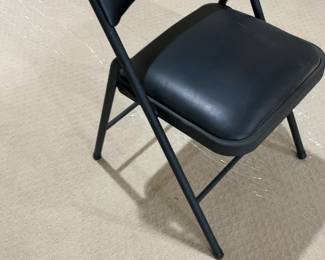 Black Padded Vinyl Folding Chair with Metal Frame