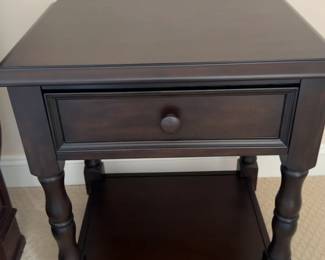 Pottery Barn Dark Wood Nightstand with Single Drawer and Lower Shelf (24” x 18” x 27”)