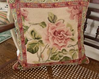 Kellogg Collection Needlepoint Pillow Rose 18x18