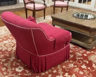 Calico Corners Button-Tufted Upholstered Armchair with Skirt