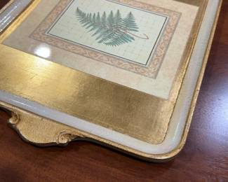 Vietri Made in Italy Gilded Botanical Fern Serving Tray