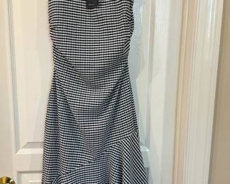 Rails Daija Black & White Gingham Sleeveless Ruched Midi Dress Sz M NWT