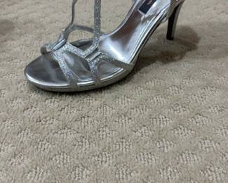 Nina Silver Glitter Strappy High Heel Sandals