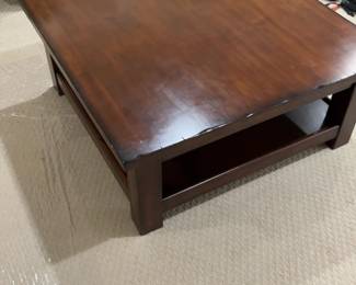 Belfort Wood Square Coffee Table with Lower Shelf 42 x 42 x 18