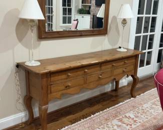 Pine Wood Framed Wall Mirror