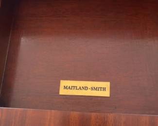 Maitland Smith Handmade Wood Game Table with Leather Top 