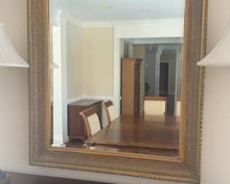 Wall Mirror with Textured Bronze-Finish Frame - W35”xL50”