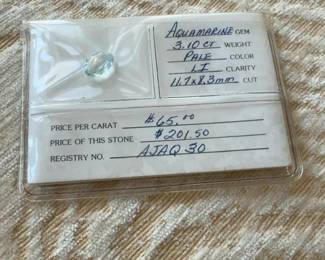Loose 3.10 ct Pale Aquamarine Gemstone - Oval Cut