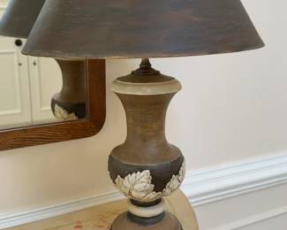 Kellogg Collection Italian Wood Urn Table Lamp Base with Leaf Relief Detail - 26” Tall