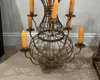 Rustic Metal Wire Cage Candelabra Centerpiece