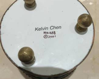 Kelvin Chen Enameled Postage Stamp Dispenser Trinket Box