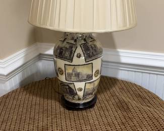 Decorative Porcelain Vase with Classical Italian Architecture Scenes