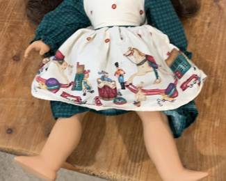 American Girl Doll with Grey Hair & Toy Soldier Print Dress