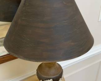 Kellogg Collection Italian Wood Urn Table Lamp Base with Leaf Relief Detail - 26” Tall