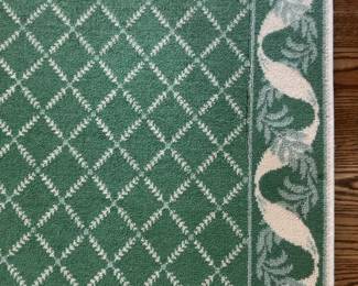 Wilton Green Lattice Pattern Rug with Decorative Ribbon Border - 11’2”x12’11”