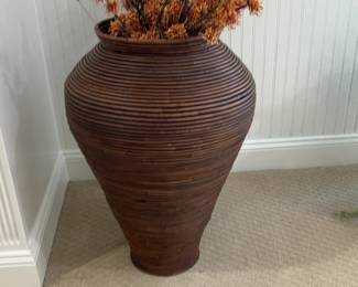 Large Woven Plastic Coil Floor Vase