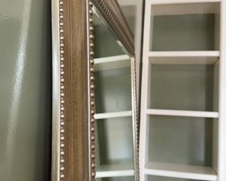 Large Beveled Floor Mirror with Beaded Champagne Gold Frame