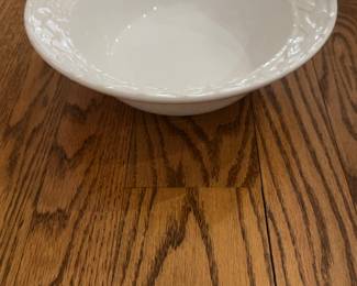 Pier 1 White Ceramic Bowl with Embossed Basketweave Rim Design