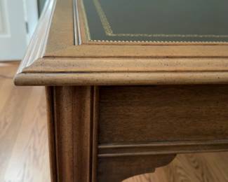 Vintage Three-Panel Leather Top Writing Desk with Gold Tooling