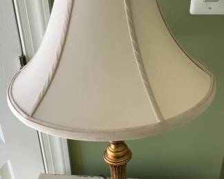 Ornate Gold-Tone Table Lamp with Cream Bell Shade (25”)