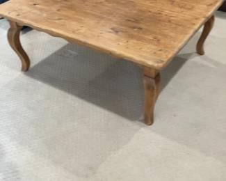Rustic Pine Square Coffee Table with Cabriole Legs 48 x 40 x 19