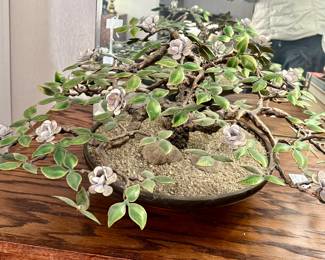 Vintage Copper and enamel bonsai tree made by Bovano of Cheshire